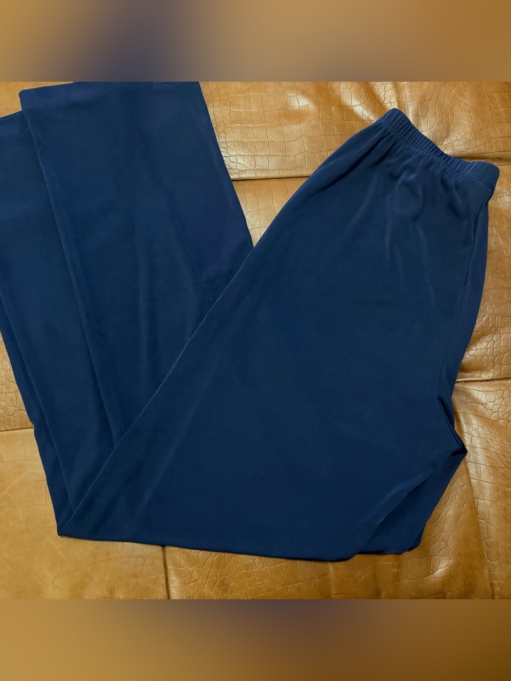 Chico's Navy Elastic-Waist Wide-Leg Pants